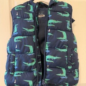Primark Kids Crocodile Puffer Vest - Navy and Green